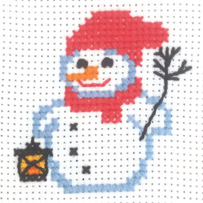 Snemann med lykt kit 10x10cm
